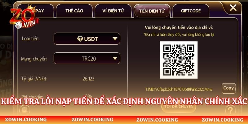 Kiểm tra lỗi nạp tiền để xác định nguyên nhân chính xác
